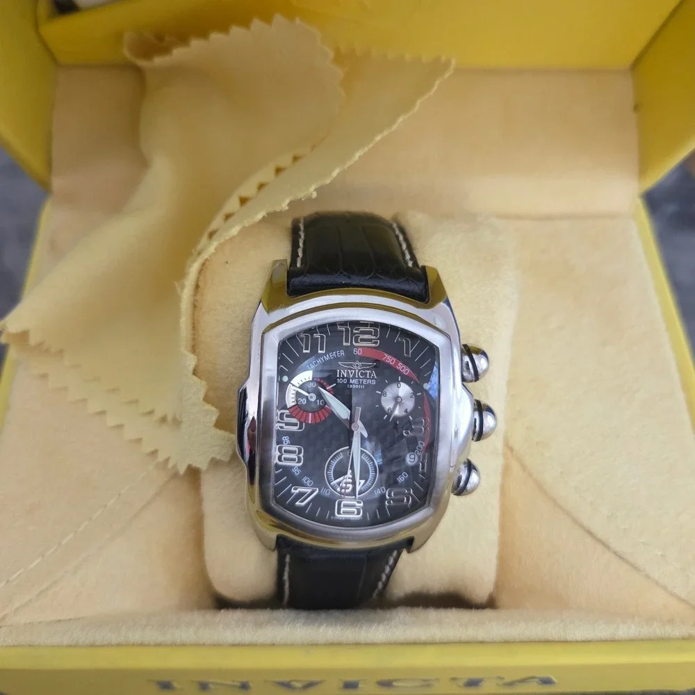 Invicta S1 Racing Team Chronograph Men Watch 2283 Black Alligator Leather 100M